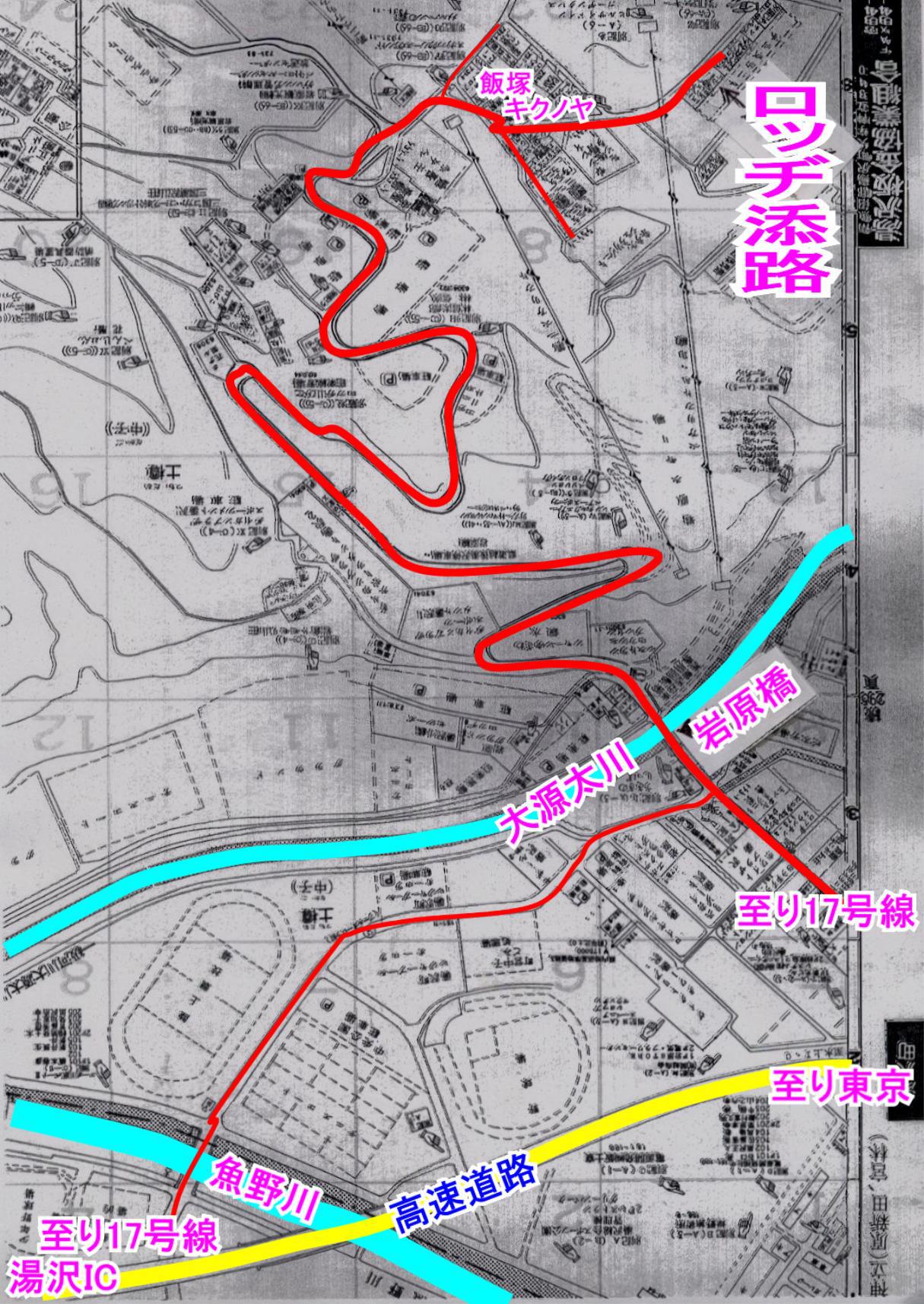 P3から添路迄の地図