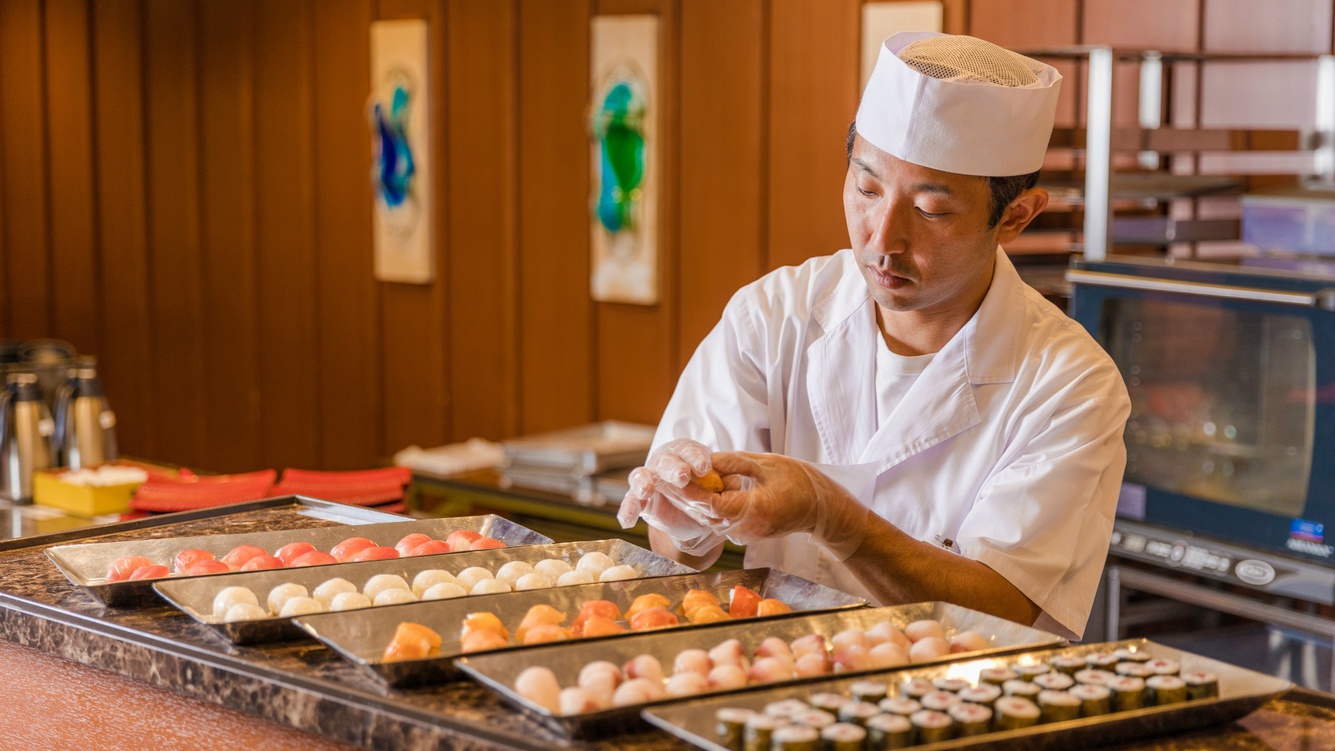 夕食ビュッフェ握り寿司