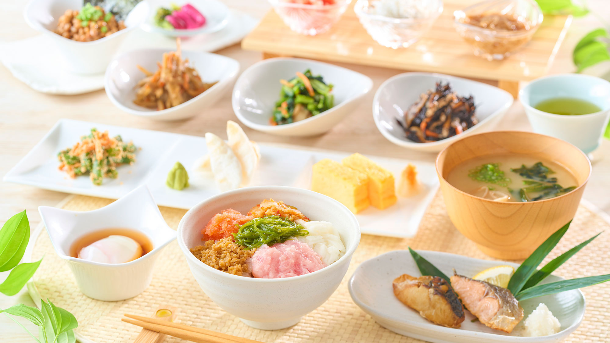 朝食バイキングｌ白米に合うおかずが揃う、和食メニューをお楽しみください。