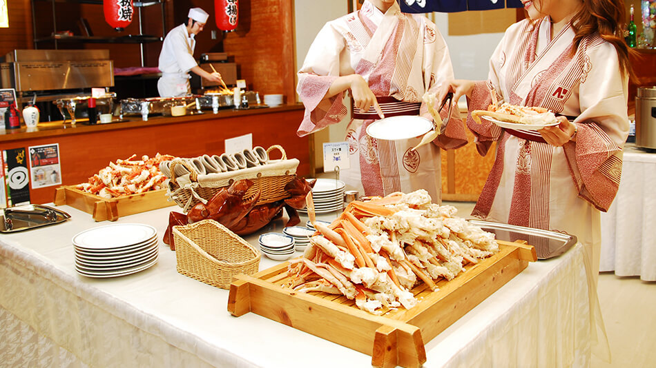 カニ食べ放題！充実のバイキング