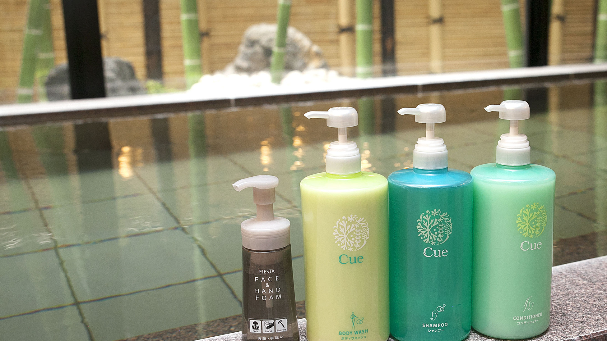 【男性大浴場】花王Cueシャンプー・コンディショナー・ボディソープ