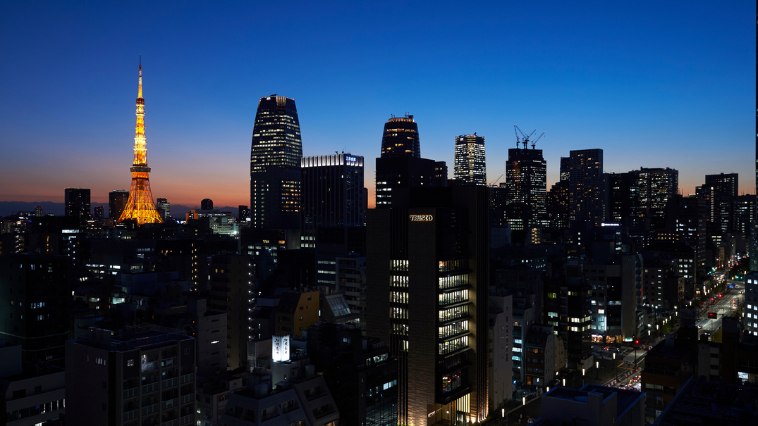 12階以上の高層階からの東京タワーの夜景スーペリアシングル・ダブルルームから