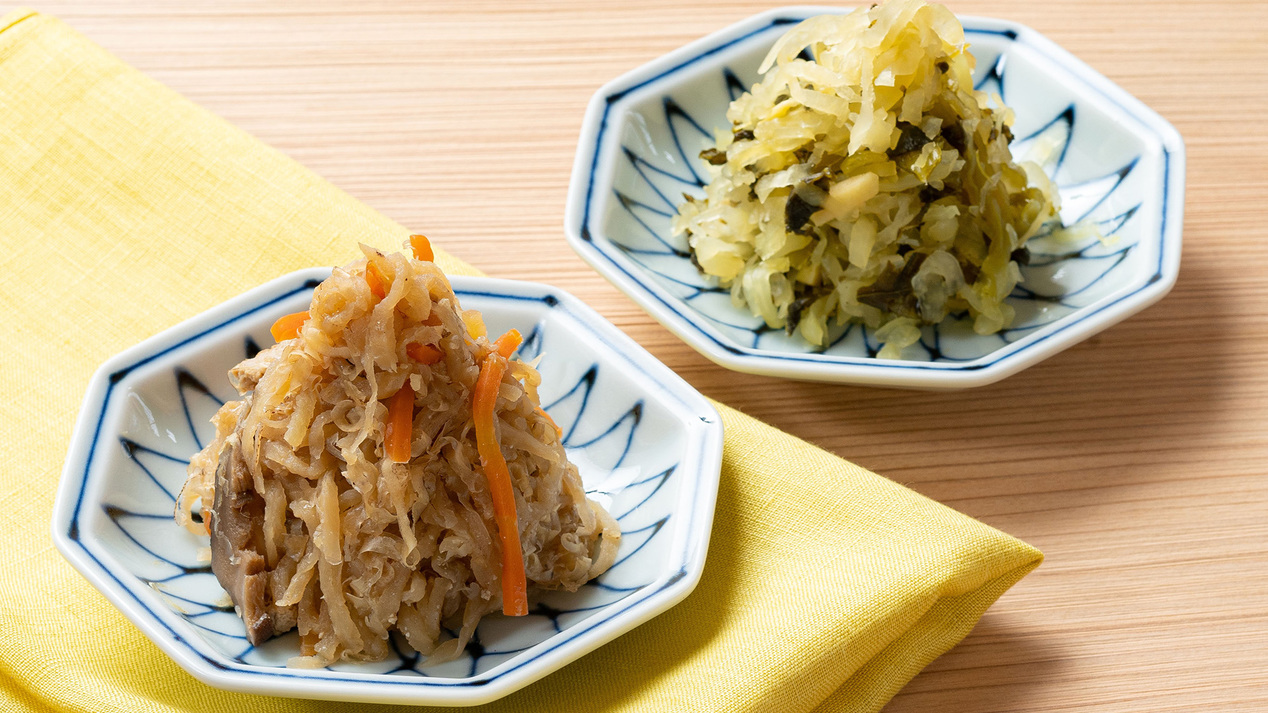 【写真左】まだか漬け出来るまで待ちきれず「まだかぁ」と言ってしまうくらい美味しい♪宮崎の漬物。