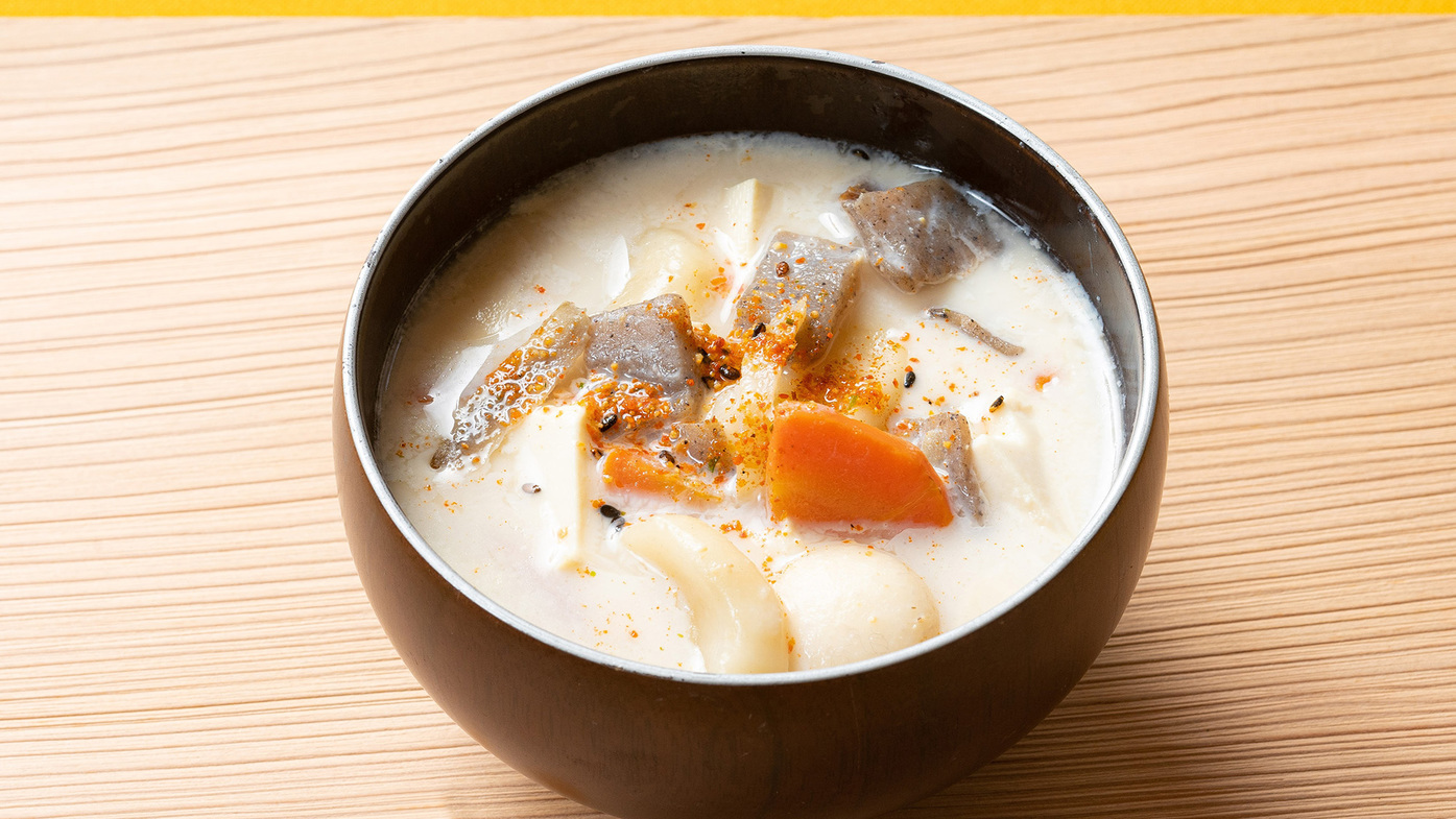 【ベッセルホテル都城オリジナル】呉汁風豆乳味噌汁宮崎呉汁/豆乳/都城早川味噌。まろやかな仕あがり。