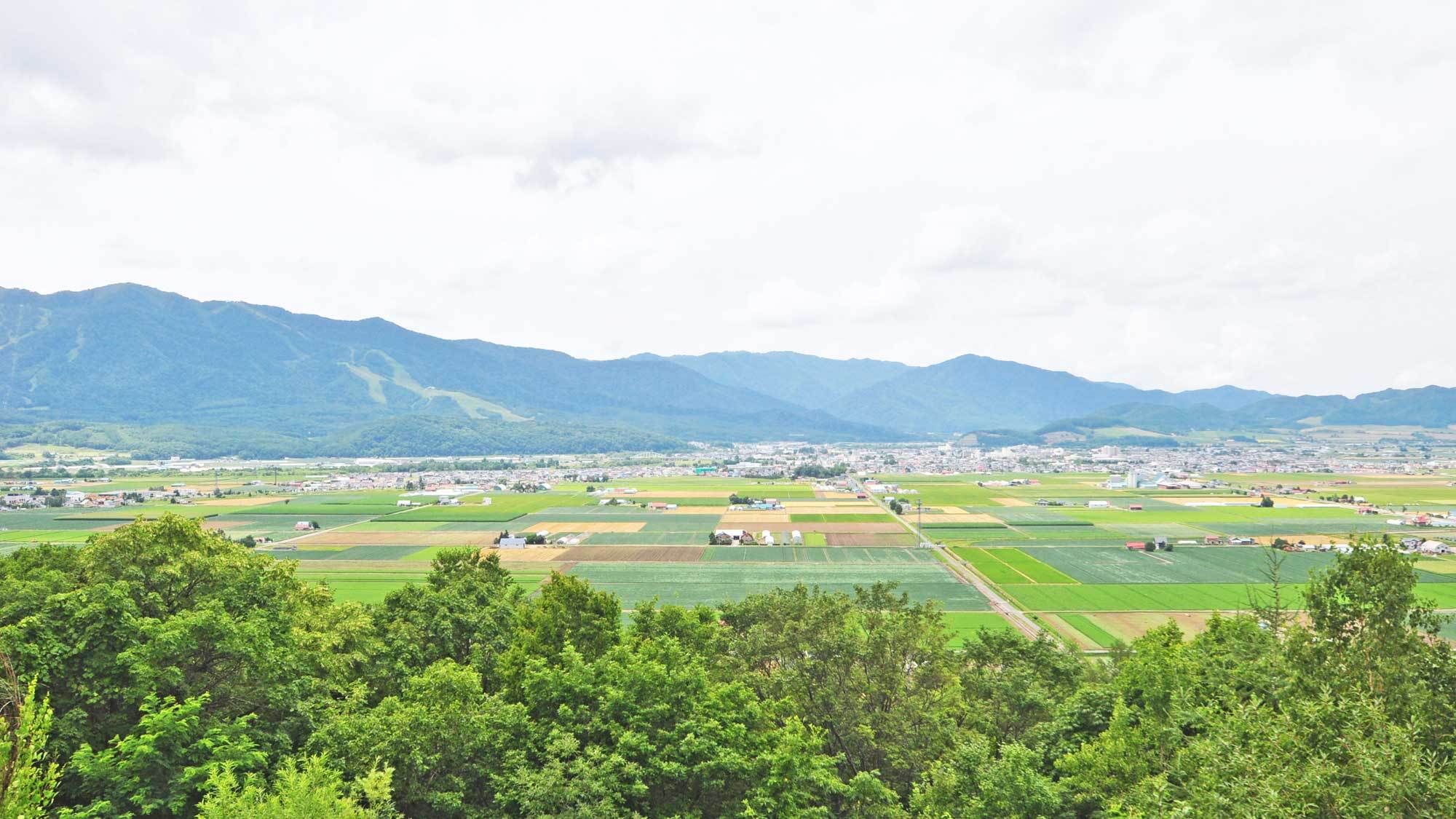 【ハートヒルパーク展望台】広大な富良野市街を一望できる展望台。