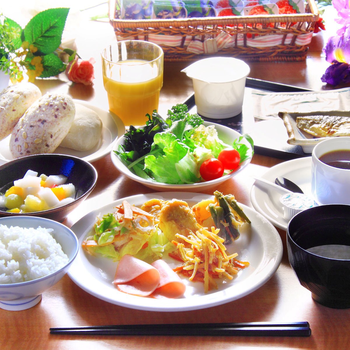 朝食バイキングお米は宮城県産ひとめぼれを使用！