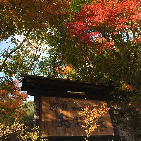 秋・おおぎ荘看板