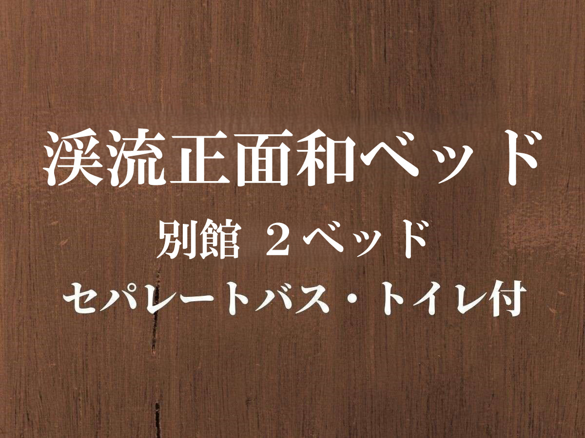 【渓流正面和ベッド】別館２ベッドセパレートバス・トイレ付