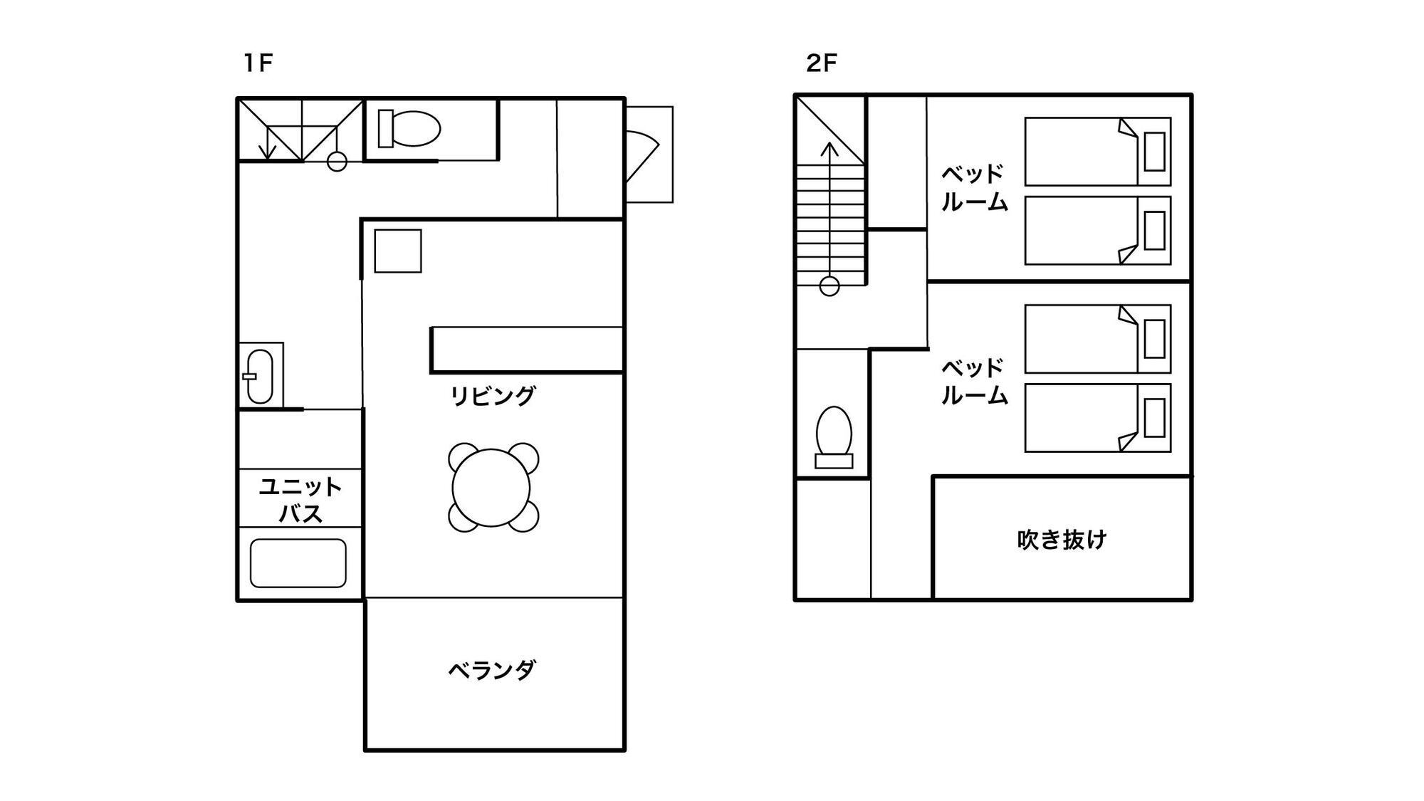 【スタンダードコテージ】間取り—;6名様まで