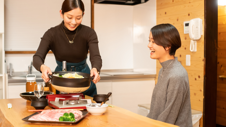 【秋・冬ver】土鍋セット（レンタル料1，650円）お好みの食材をお持ち込みください