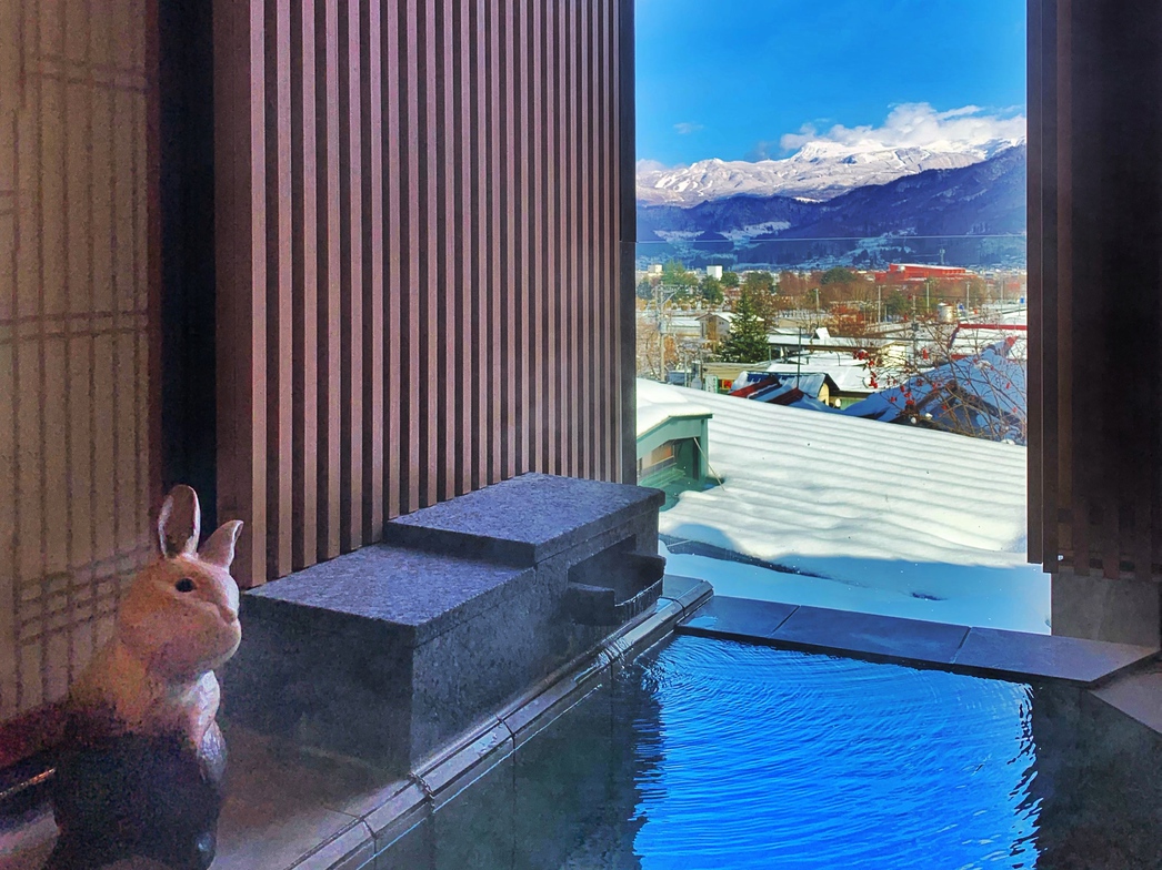 bath snow mountain view ねこなやぎのお風呂より雪景色の蔵王(一例)を