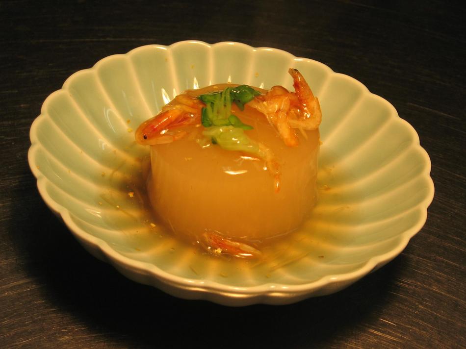 大根のエビ餡かけ