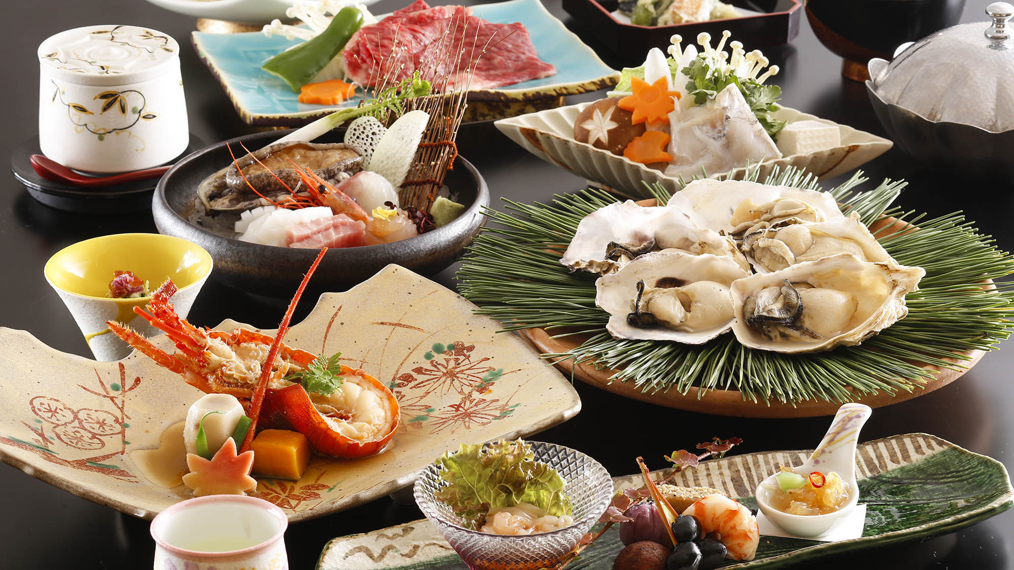 ・【五大味覚夕食一例（秋冬）】伊勢海老、牡蠣、ふぐなど季節の味をどうぞ