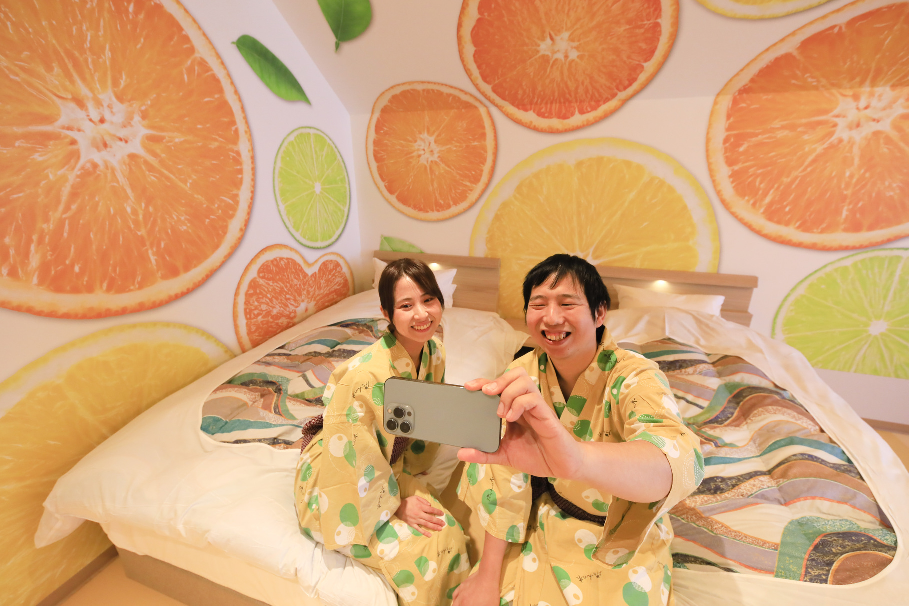 コンセプトルーム柑橘【蜜柑】みかん柄の浴衣でパシャリ 