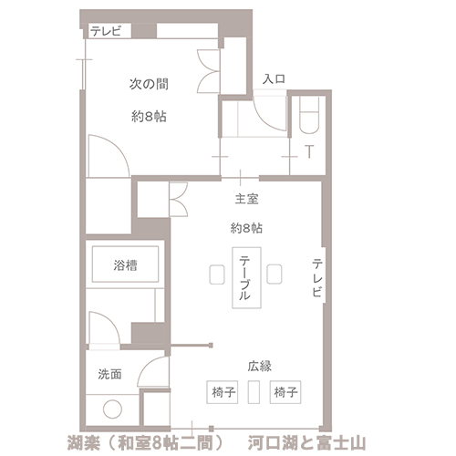 湖楽（和室８帖二間）の間取り図