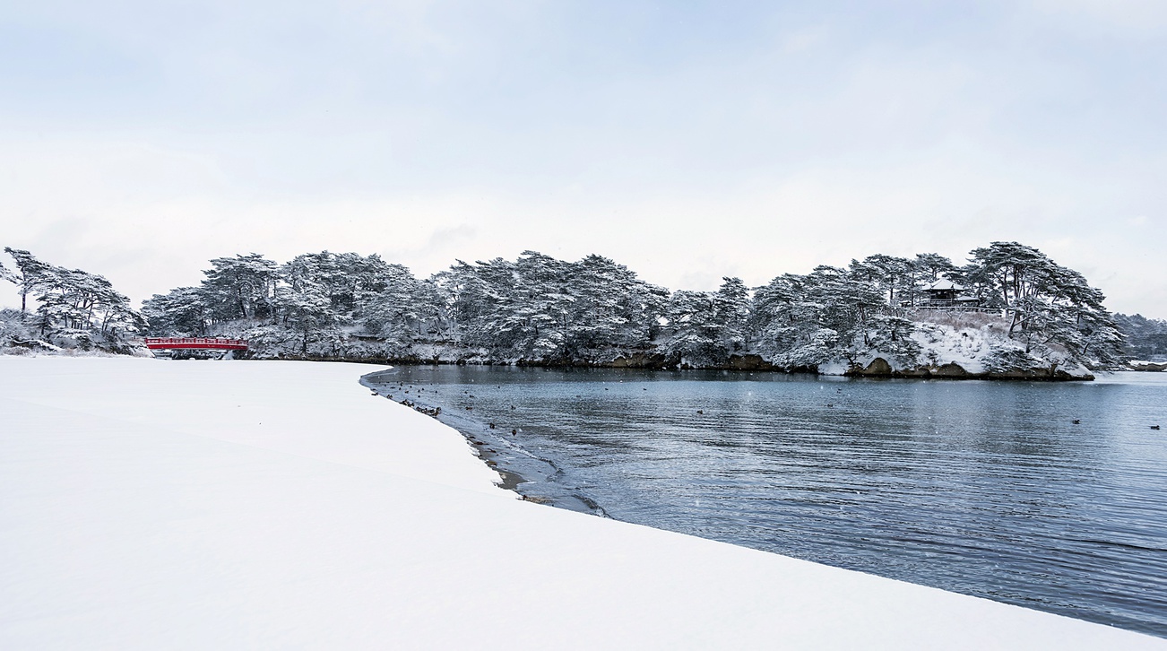 **【周辺観光】松島珍しい積雪の様子
