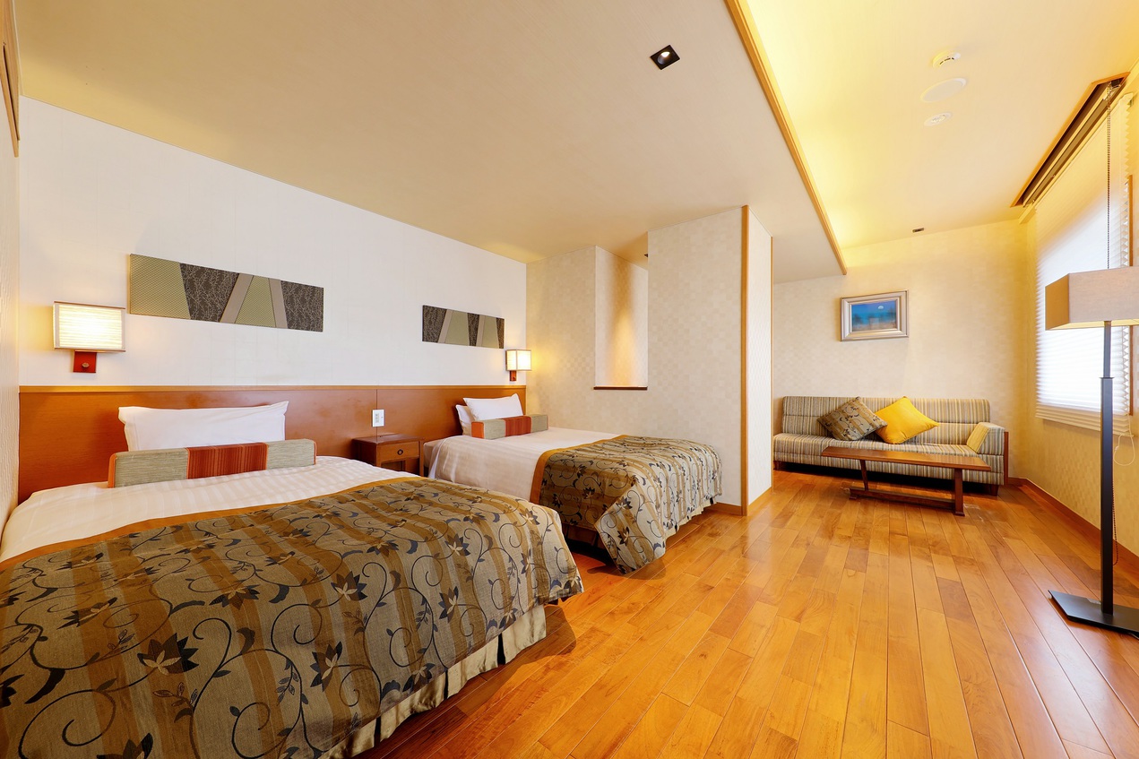 3階内風呂温泉付洋室ツイン「北堀」リビング