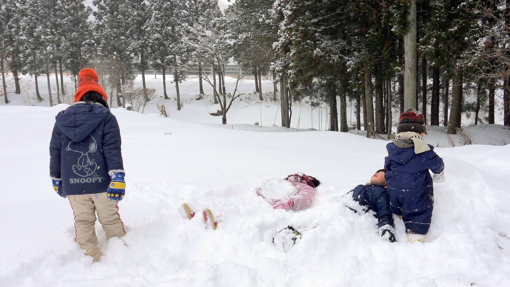 【冬の庭】冬はお庭で雪遊び♪スキーをされない方でも楽しめます小さなお子様の雪遊びデビューにも！