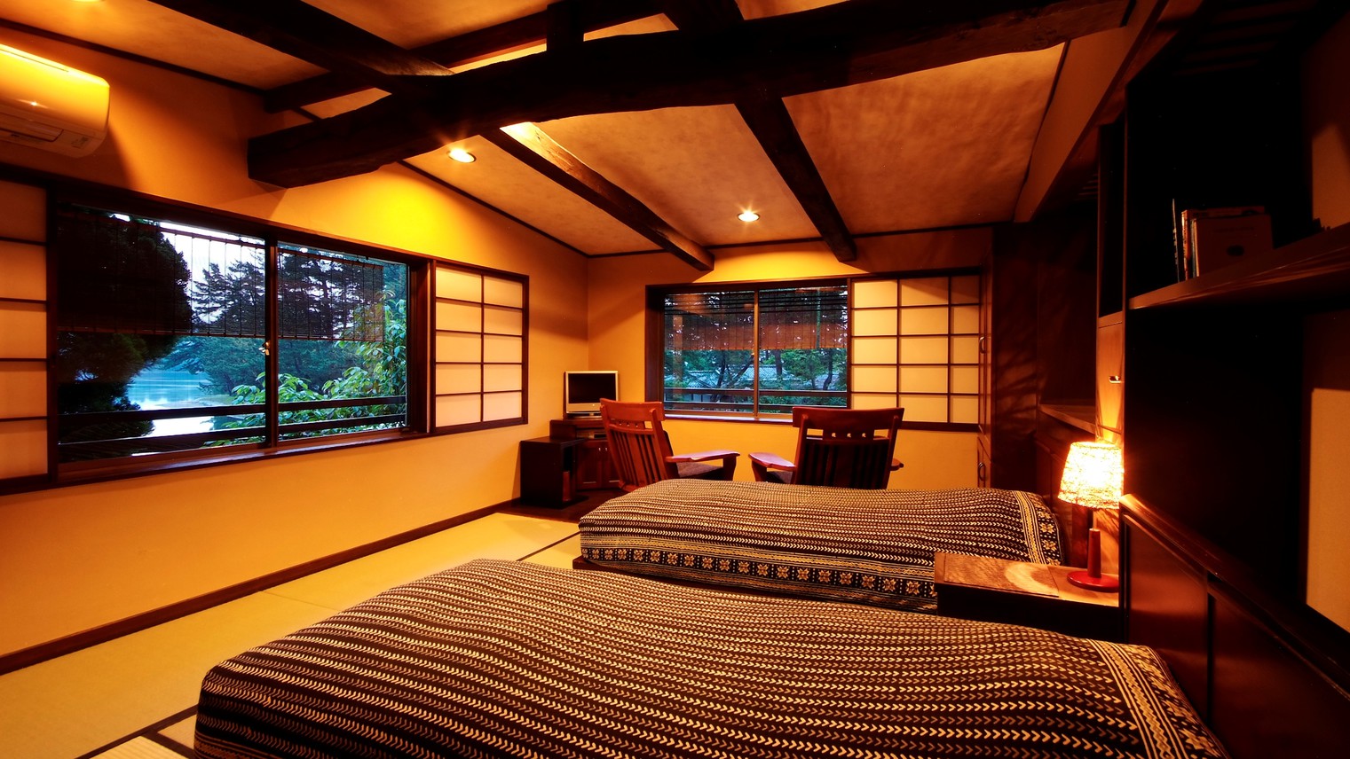 【天橋立を眺める和のベッドルーム】当館人気のお部屋は様々なタイプが３室