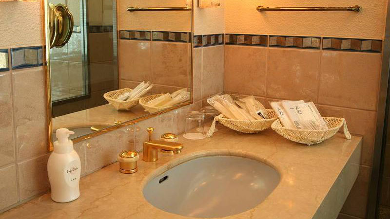 DXルームバスルーム：大きな鏡が使いやすい洗面台