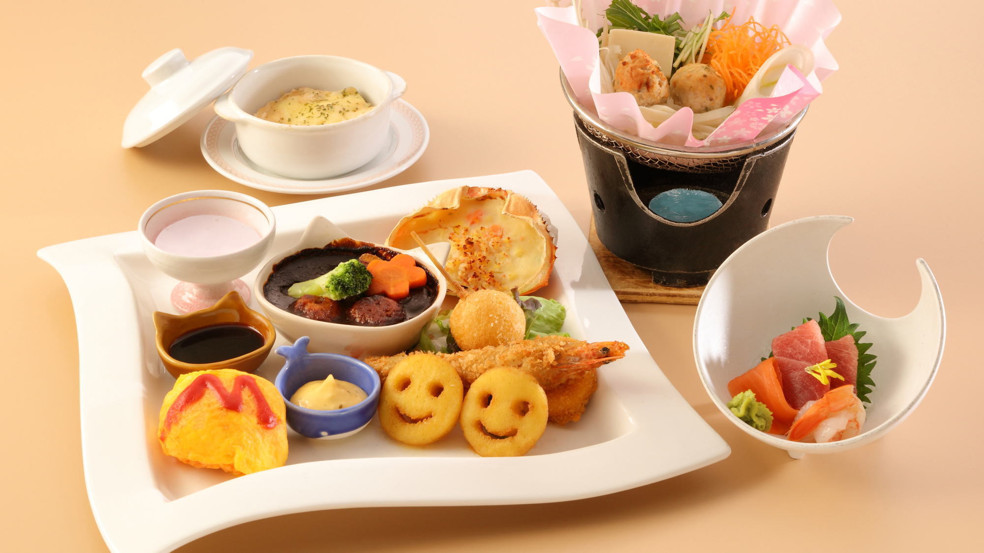 小学生のお子様で幼児向け料理に変更したご夕食※イメージ