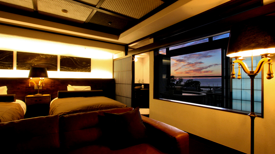 露天付和ベッド客室「紫苑・睡蓮」