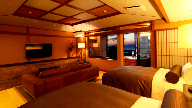 露天付和ベッド客室「紫苑・睡蓮」