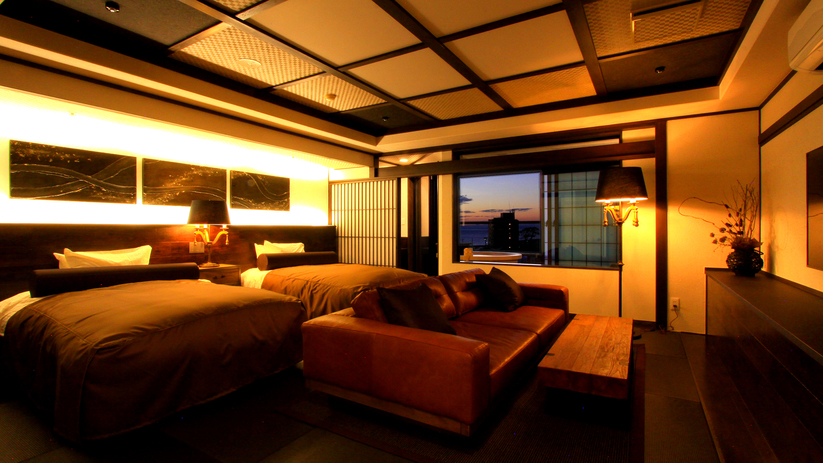 露天付和ベッド客室「紫苑・睡蓮」