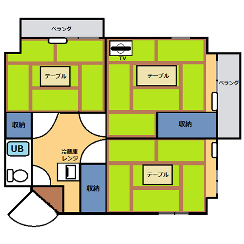 【禁煙】和室3間（40~50平米）・キッチン無し＿間取り