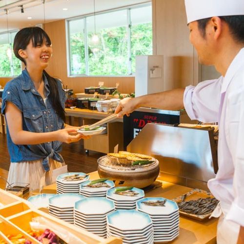 朝食バイキング干物コーナー