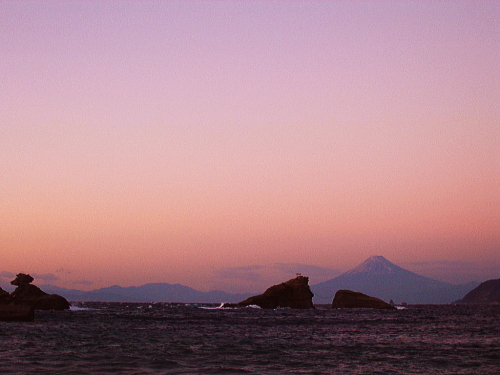 夕日の富士山