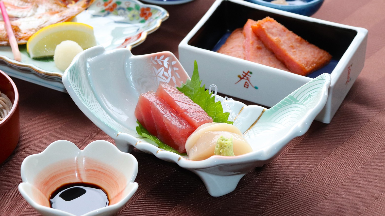 【夕食】「神話御膳」お造り盛り合わせ♪