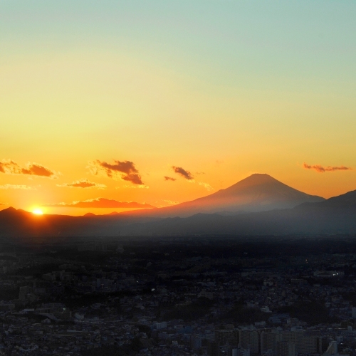 景色夕景富士山