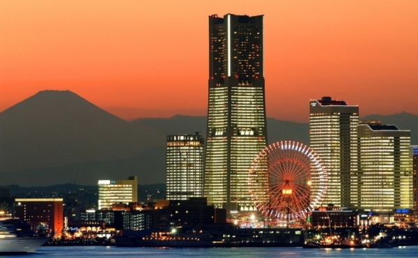 全景夕景富士山