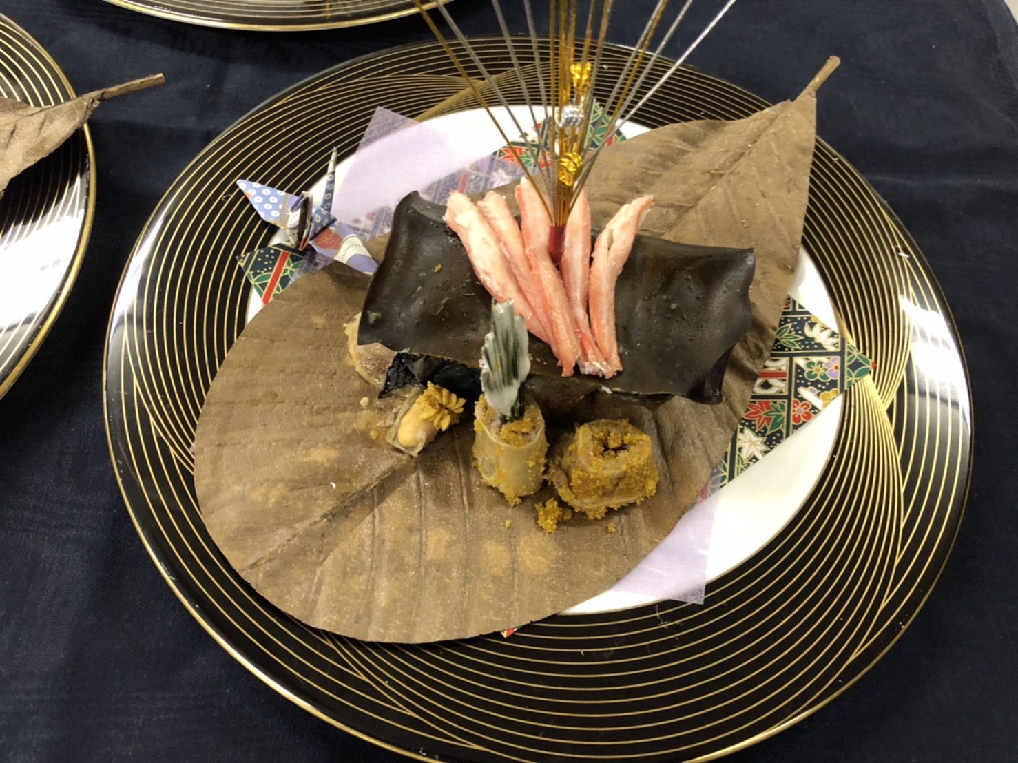 鰤フトカラスミ和えと鰤肝昆布挟み蒸し