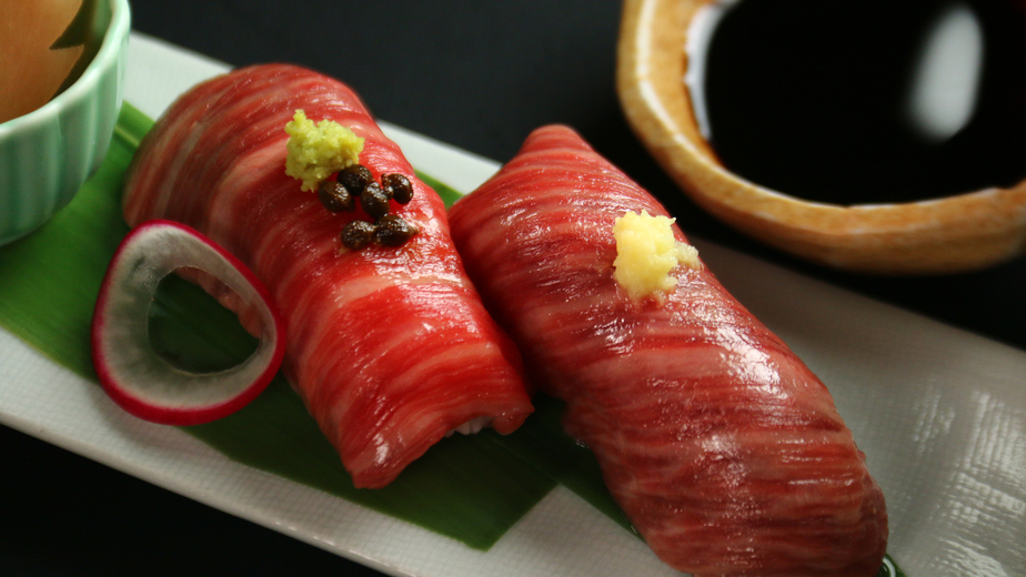 ＊夕食一例 凌ぎ飛騨牛海鮮御膳飛騨牛にぎり