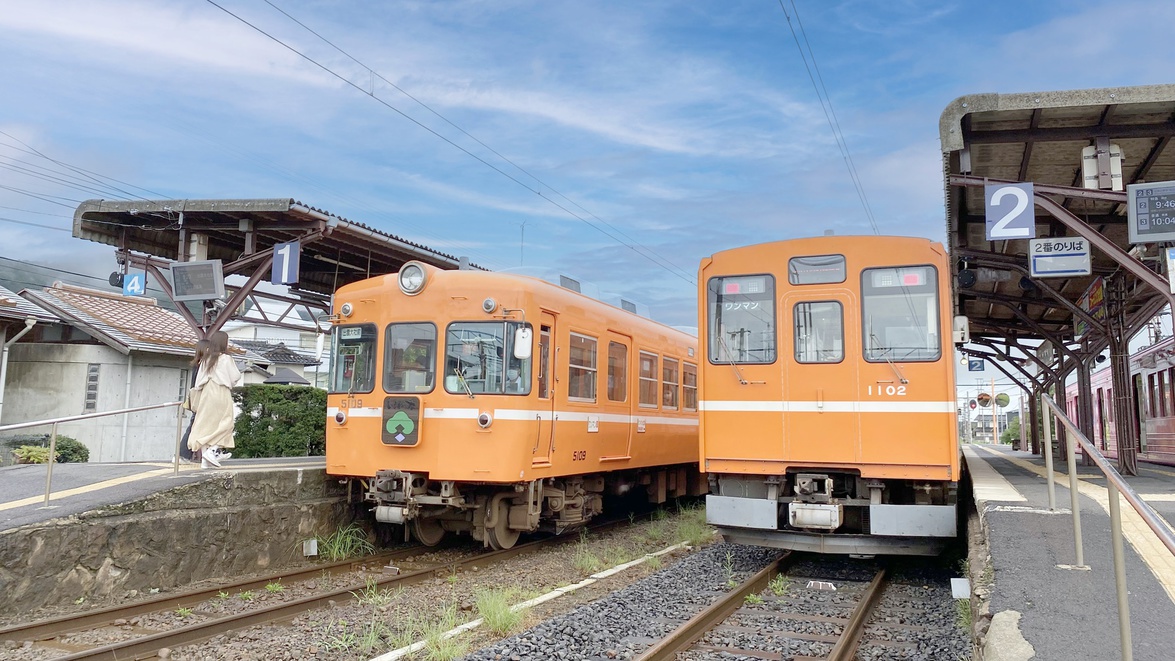 *【一畑電車】のどかな田舎の風景をガタゴト、出雲路のんびりローカル列車の旅。親しまれる「バタデン」。