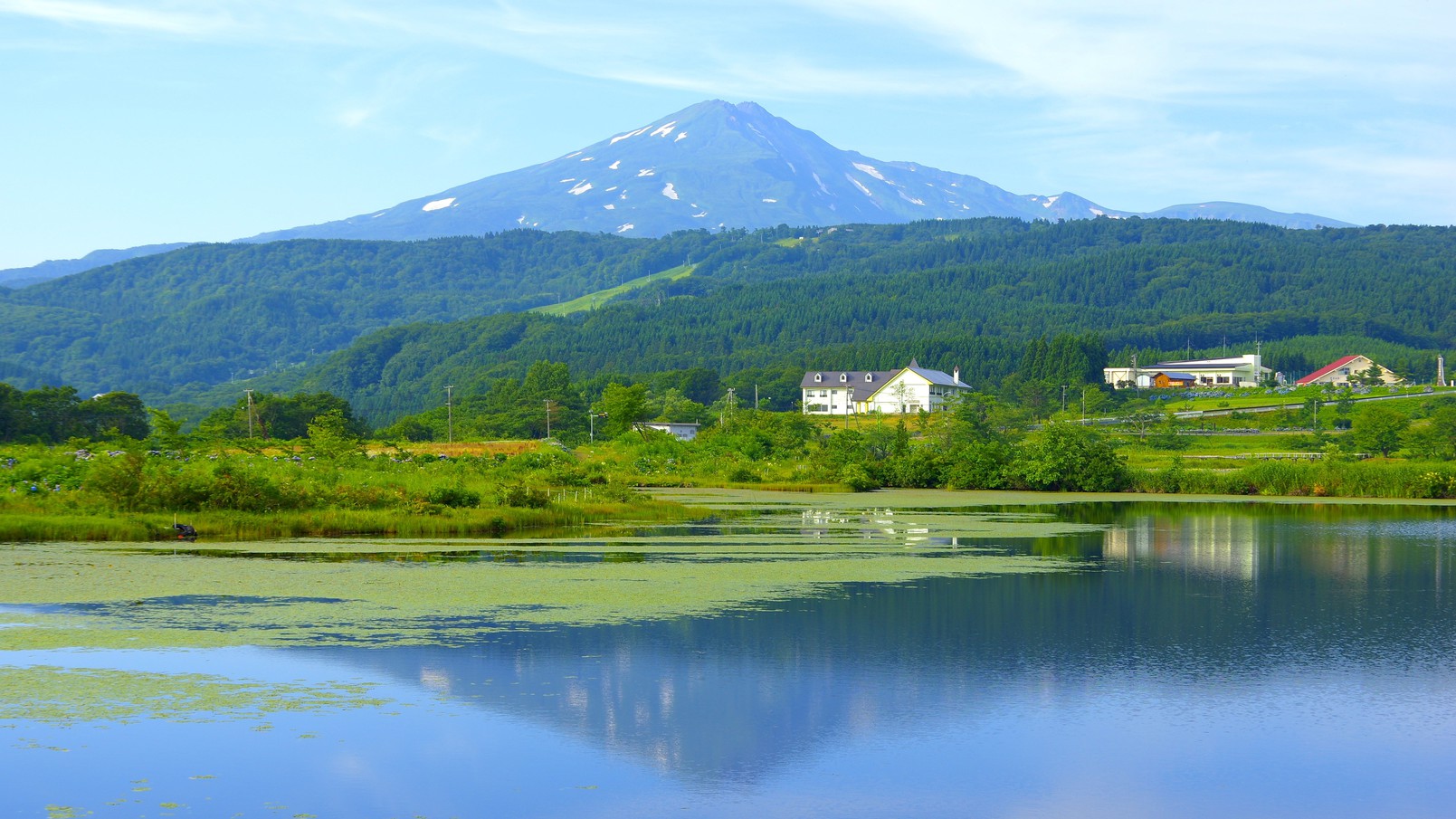 鳥海グリーンライン（市道猿倉花立線）から望む夏の鳥海山