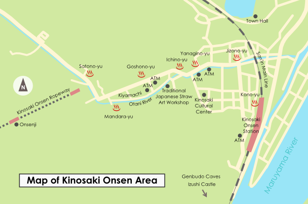 Map of Kinosaki Onsen Area