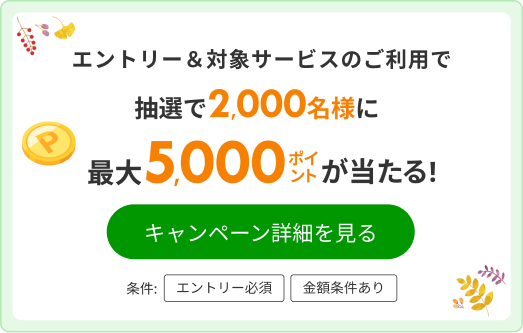 抽選で2,000名様に最大5,000ポイントが当たる