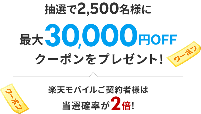 抽選で2,500名様に最大30,000円OFFクーポンをプレゼント!