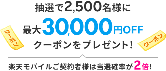 抽選で2,500名様に最大30,000円OFFクーポンをプレゼント!