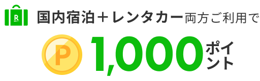 国内宿泊＋レンタカー両方ご利用で1,000ポイント