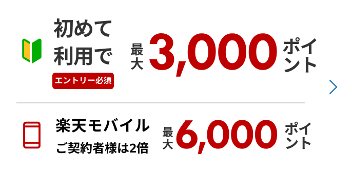 楽天トラベルサービス初めて利用キャンペーン 最大3,000ポイントGET!