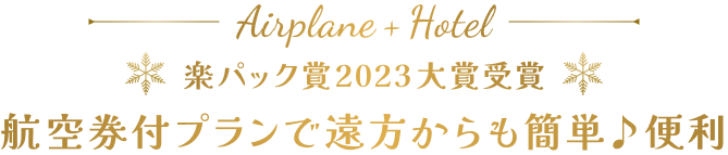 楽パック賞2023大賞受賞　航空券付プランで遠方からも簡単♪便利