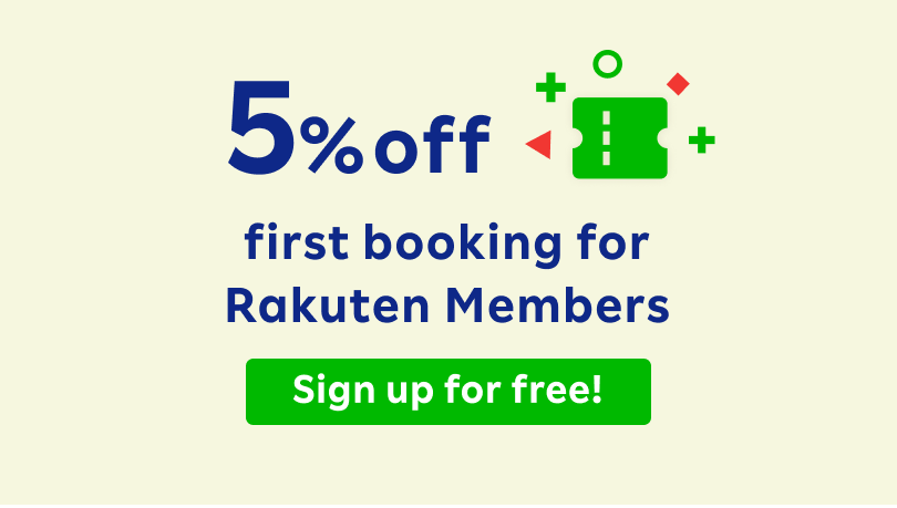5% off first booking for Rakuten Members